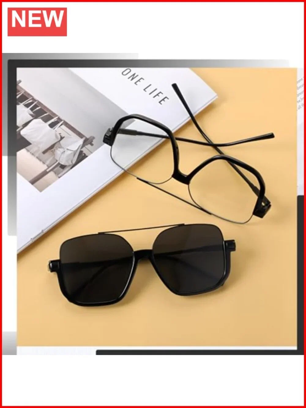 Oversized Aviator Sunglasses Double Bridge Square Retro UV Protection 2 Pack